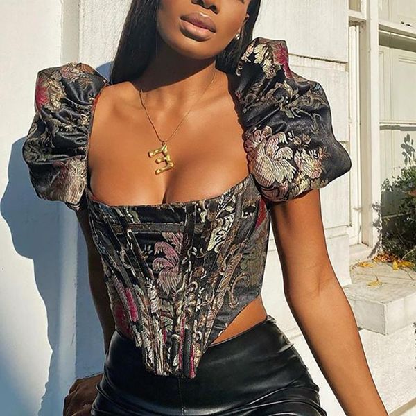 

deer lady women corset blouse vintage 2021 arriva summer bodycon crop party club women's tanks & camis, White