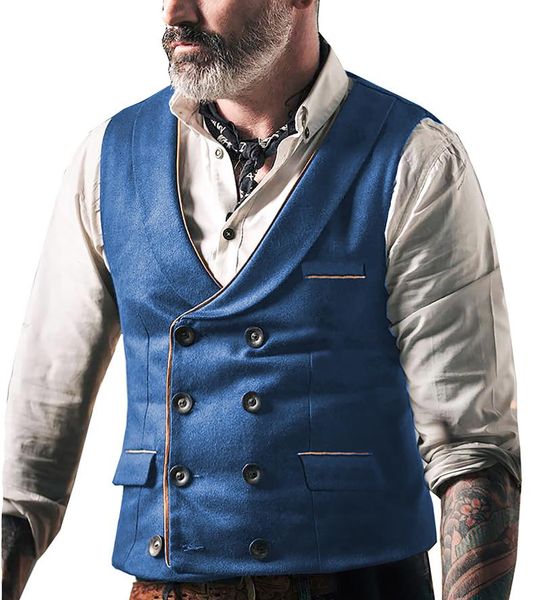 

men's vests fashion suit vest classic fit double breasted suede shawl lapel slim waistcoat plus groomsmen for wedding, Black;white