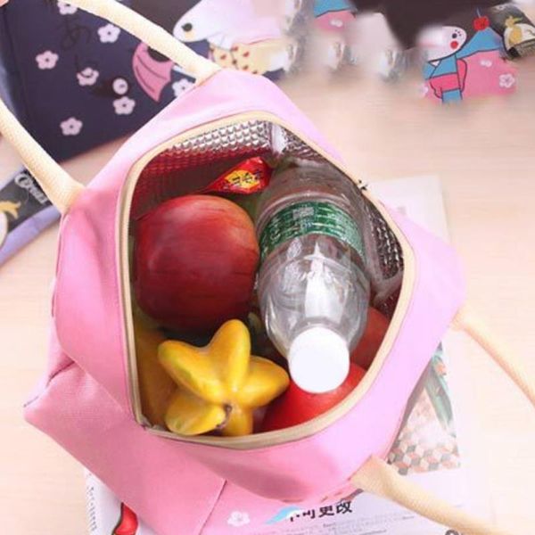 

bag organizer tote container storage easy carry lunch cartoon girl heat preservation outdoor portable lightweight picnic, Blue;pink
