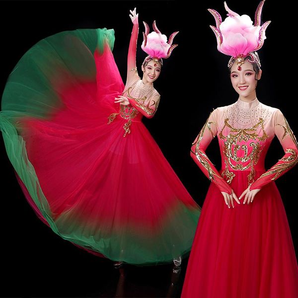 

stage wear classical dance costumes women dress ancient costume year christmas party clothing festival dancer performance, Black;red