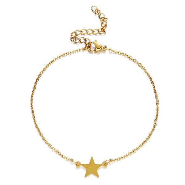 

charm bracelets women's hand bracelet female gold silver color stainless steel chain star for women girls jewelry 2021, Golden;silver