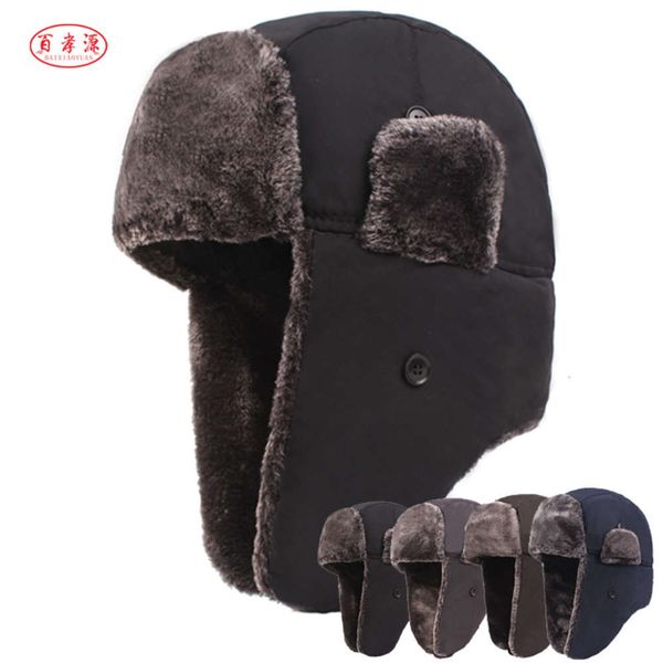 

snow lei feng winter hat thickened plush ear cycling wind cap men's hat, Blue;gray