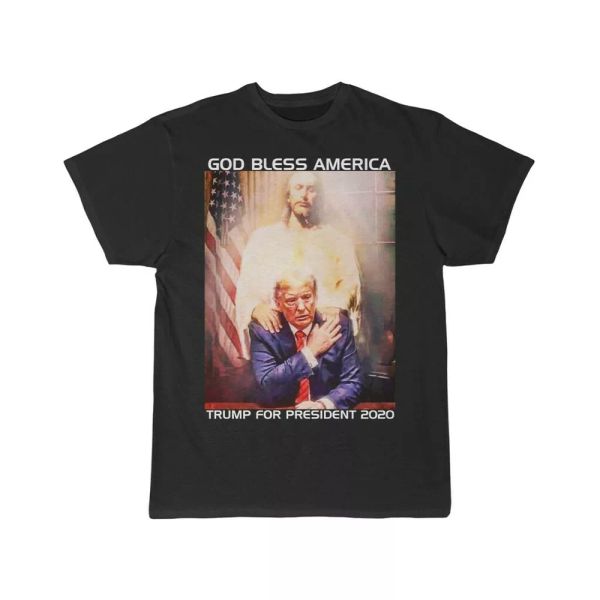 

trump 2020 god bless america short sleeve tee, White;black