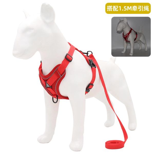 

dog collars & leashes vest harness dogs accessories reflective walking rope breathable collar for pit bull small medium puppy chain supplies