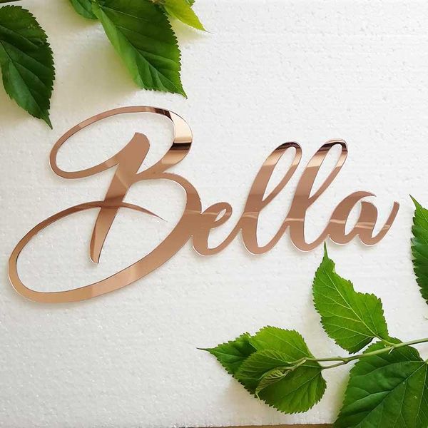 

sashes custom mirror rose gold baby name sign nursery wall decoration personalized black rustic wedding party baptism