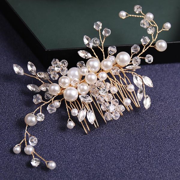 

hair clips & barrettes bridal headwear accessories handmade crystal jewelry wedding side clip hairpin manufacturers wholesale headband fashi, Golden;silver