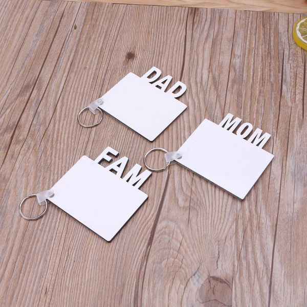 

keychains 5pcs blank mom dad family mdf sublimation heat transfer po wooden diy keyrings kit jewelry making, Silver