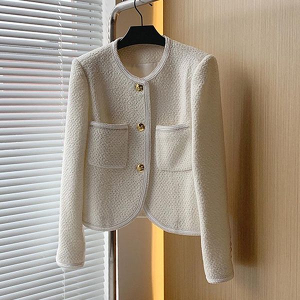 

women's jackets [ewq] korean women autumn white simple pockets o-neck single breasted long sleeve jacket coat short female trend 2021 1, Black;brown