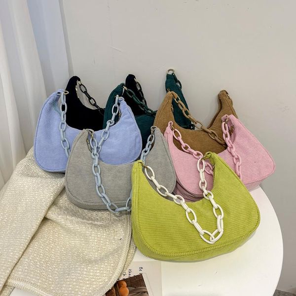 

evening bags fashion women's bag corduroy shoulder underarm female casual ladies solid color chain small hobos purse shopper handbags