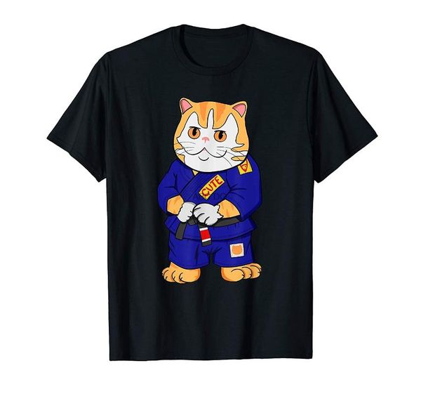 

men's t-shirts brazilian jiu-jitsu master cute fat cat t-shirt, White;black