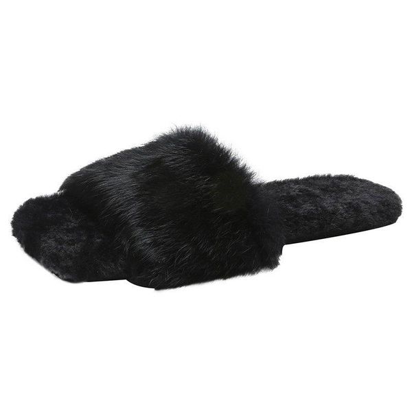 

fur ladies slippers fashion woman drag women shoes slides sandals lady, Black