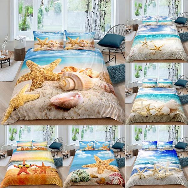 

bedding sets 3d beach digital printing 2/3 pieces/set duvet cover & pillow soft comforter covers single twin double full  king size