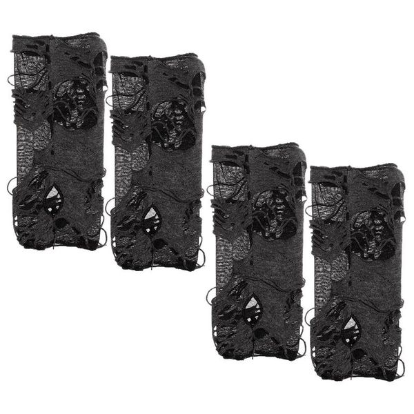 

five fingers gloves cosplay party fashion long fingerless arm warmer black punk mittens beggar style hole halloween, Blue;gray