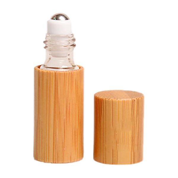 

storage bottles & jars 5ml/10ml natural bamboo refillable empty essential oil makeup roll on bottle travel portable container