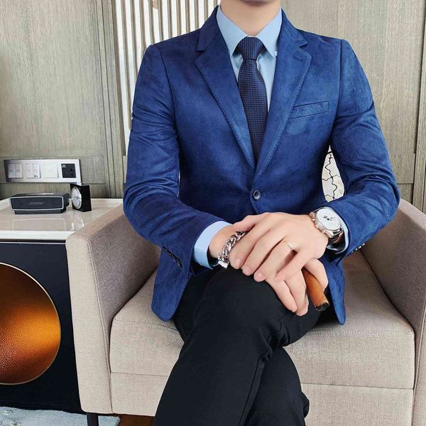 

men blazers suede casual suit jacket solid colors wedding business blazer masculino streetwear dress coat veste homme 210527, White;black