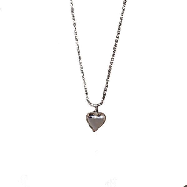 

chains titanium steel chain necklace temperament cold wind clavicle love joker contracted female ins trend, Silver