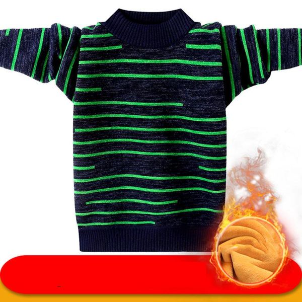 

cardigan teenager boys sweater christmas kids winter warm thicken fleece cotton knitted pullover children casual stripe sweaters, Blue