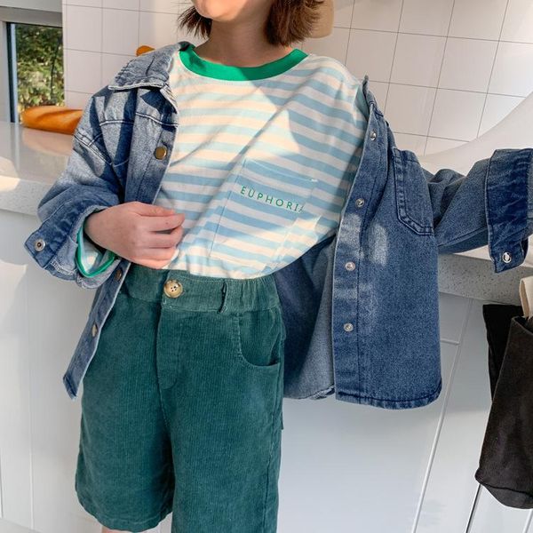 

girls striped t shirt spring fashion cotton full sleeve kids clothes 3-8 years t-shirts, Blue