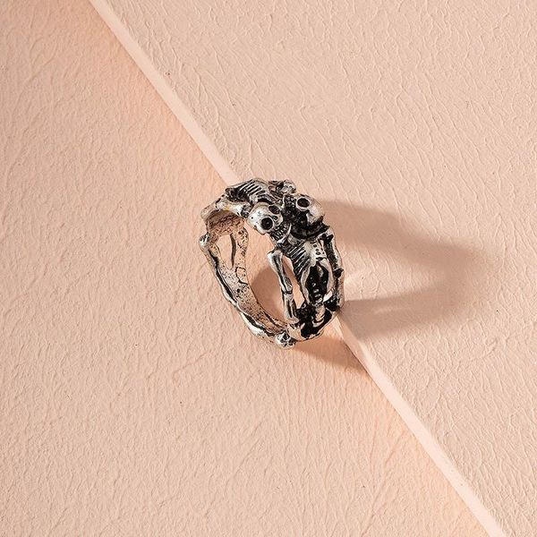 

timlee r016 personality retro exaggeration human body skeleton alloy finger rings,fashion jewelry wholesale cluster rings, Golden;silver