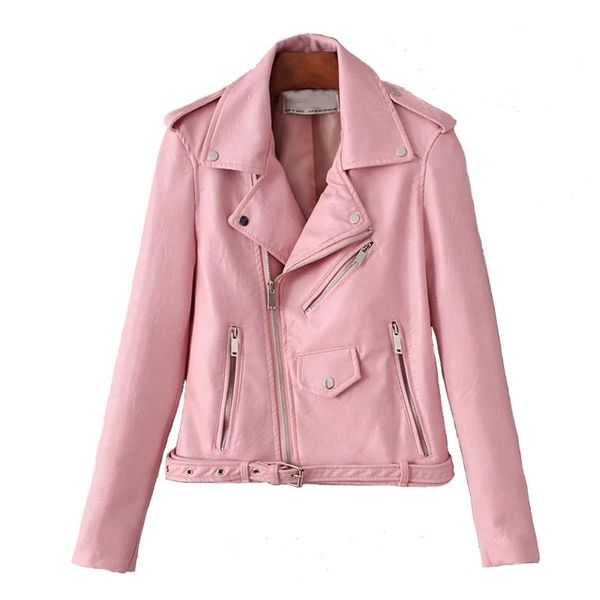 

women's jackets perhaps u women pu faux leather outwear jacket pocket zipper pink yellow solid high street c0034, Black;brown