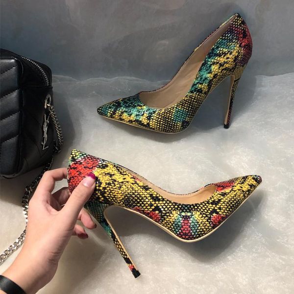 

fashion python patent leather poined toe stiletto high heel shoe pump high-heeled dress shoes, Black