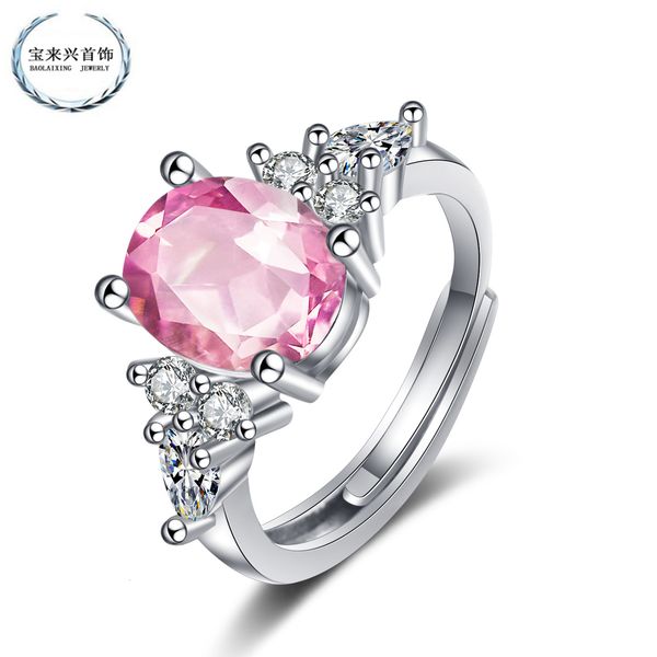 

ring jewelry fashion luxury oval egg pink crystal lady wedding, Silver