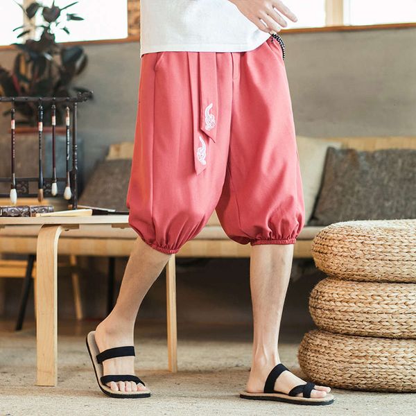 

pants men's summer seven point embroidered s4ir, Black