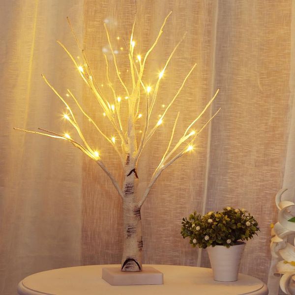 

party decoration led white birch tree night light table square base christmas wedding bedroom decorative simulated branches lamps