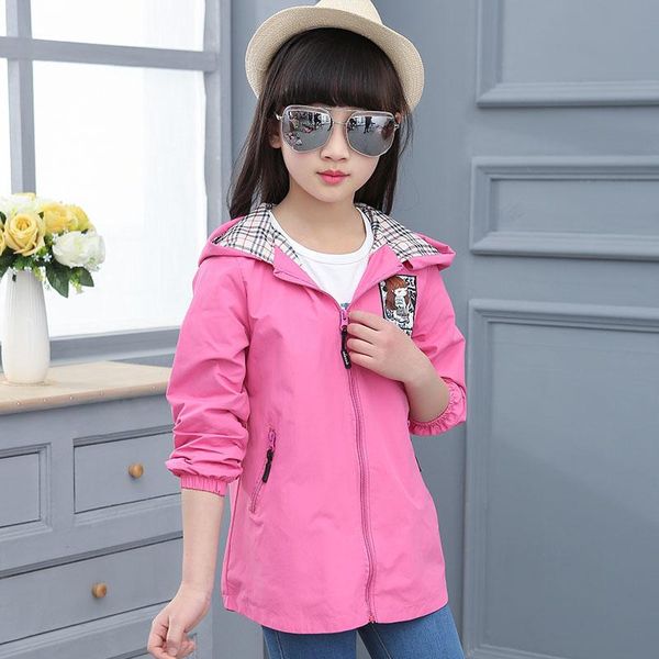 

coat children's windbreaker baby girl's spring and autumn style british trench jacket for girls girl, Blue;gray
