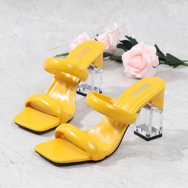 

sandals fashion women 2021 summer comfortable latex tape hollow high-heel crystal thick heels party slippers 8.5cm, Black