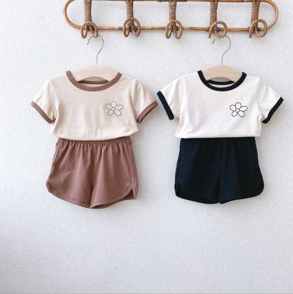 

clothing sets 2021 boys girls 2 pcs set t shirt+shorts cotton summer soft fashion babys suits, White