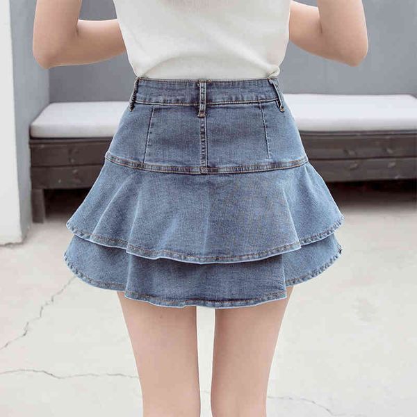 

casual dresses fashion streetwear micro mini denim skirts women summer high waist ruffles short jupe jean femme blue white school, Black;gray