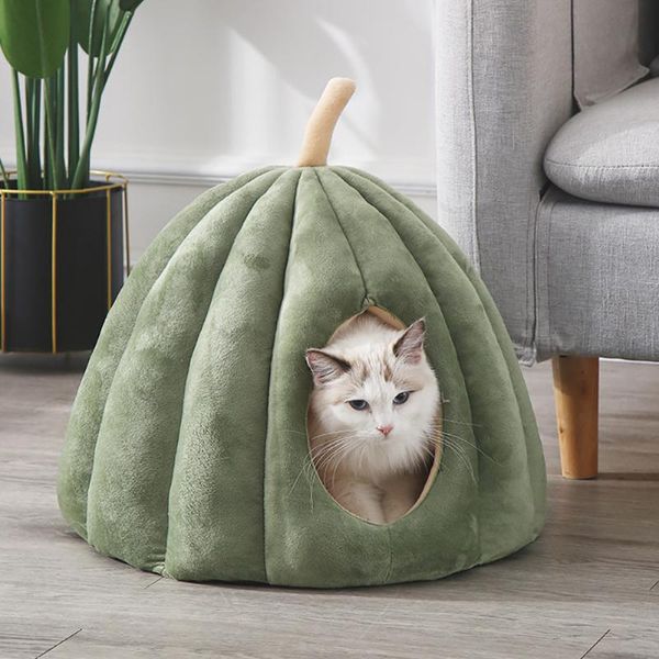 

cat beds & furniture soft cave bed warm kennel for puppy deep sleeping kitten nest pumpkin shape warming cat's house washable mat pet a
