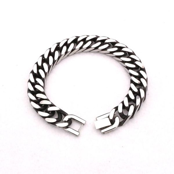 

charm bracelets men bracelet 12mm&21cm chains & links silver&black color stainless steel for bangle male accessory wholesale, Golden;silver