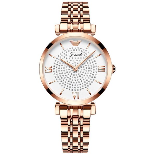 

wristwatches quartz women business watches rose gold jlanda stainless steel band lady dress elegant bracelet 3atm waterproof h7105, Slivery;brown