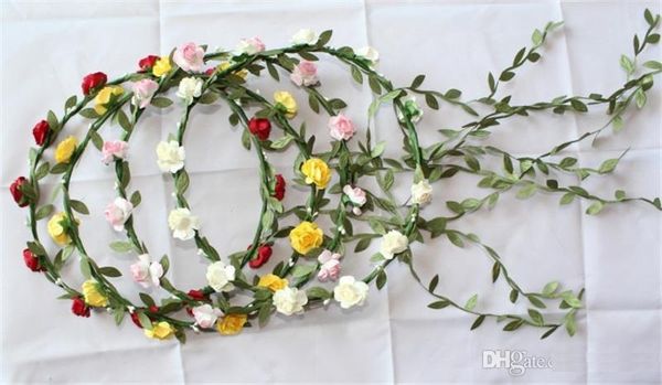 

wedding bridal girl head flower crown rattan garland hawaii flower head wreath bohemian bohemian headbands for girl, Slivery;white