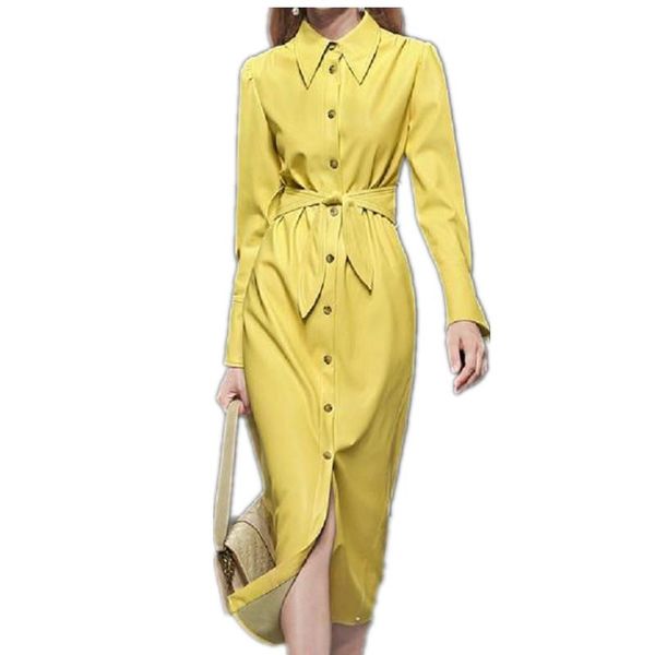 

women's trench coats spring autumn fashion yellow pu leather coat women slim single breasted windbreaker, Tan;black