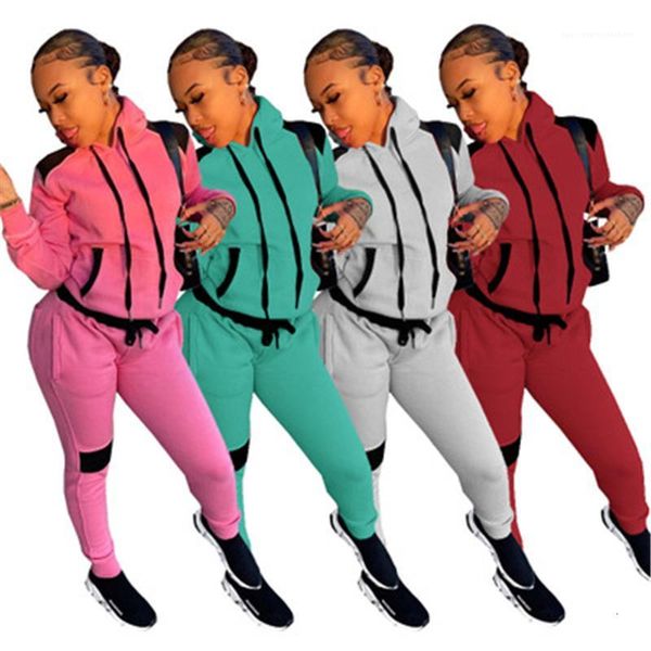 

women's 2pcs sets fashion trend long sleeve hooded drawstring pants sport suits female spring new casual slim tracksuits women color s, Gray