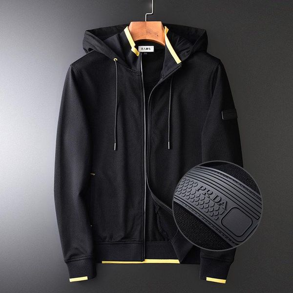 

men's hoodies & sweatshirts 2021 spring and autumn knitted hooded cardigan plush thickened neckline contrast coat warm jacket, Black