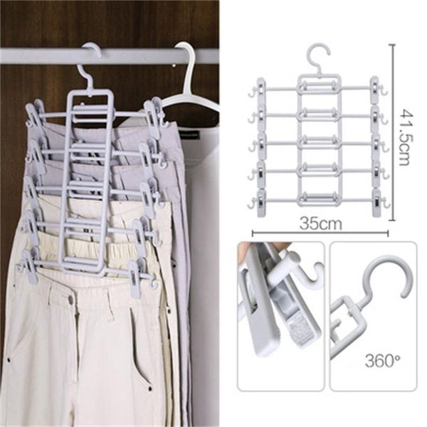 

hangers & racks 5-tier multifunctional pants rack rotatable folding trousers shorts organizer hanger non-slip skirt vest underwear hook
