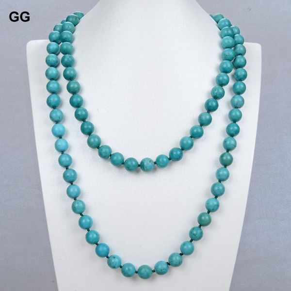 

guaiguai jewelry national round blue turquoises coat chain long necklace ethnical for women lady pendant necklaces, Silver