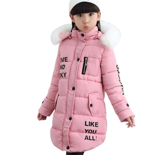 Kış Bebek Uzun Mont Çocuk Kabanlar Palto Kız Parkas Genç Rüzgarlık Ceketler Çocuk Giyim 6 8 10 12 14 211027