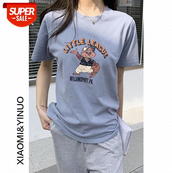 

[ou fan] 7860 short t-shirt women's korean cartoon anime print bottoming shirt #z47o, Black;gray