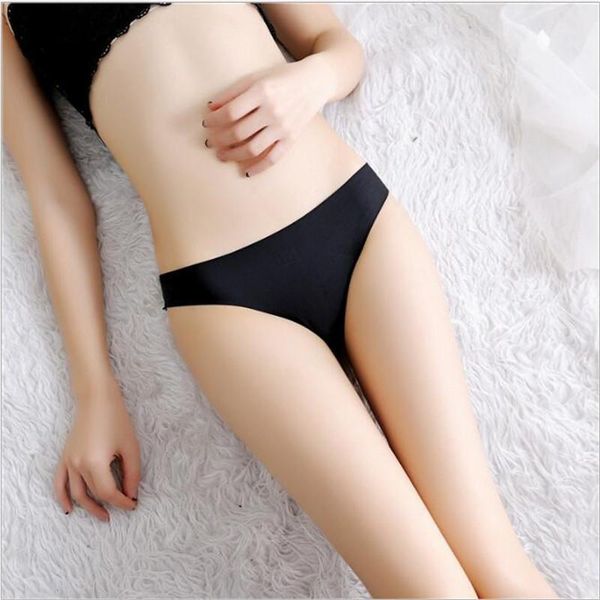 

women's panties fashion underwear lace thong cotton breathable ice silk without trace, Black;pink