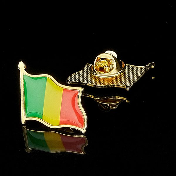 

30pcs republic of mali african country national natural waving flag brooch craft lapel pin for hat bag suit scarf tie accessories