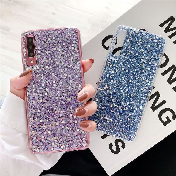 Custodia al silicone di paillettes lucenti per Huawei Honor 8x 10 Lite 20 Pro V20 V10 8 9 Mate 30 20x P Smart Y9 2019 Bling Glitter Cover morbido