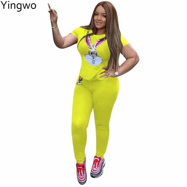 

plus size fashion woman two pieces set casual o neck short sleeve sequined details fitted elastic waist pant suit online women's piece, White