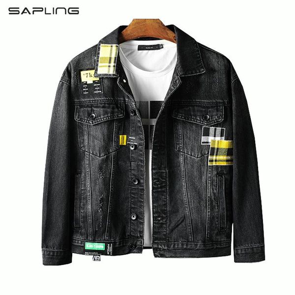 

men's jackets spring autumn jean jacket japan style slim print denim mens jaqueta jeans masculina harajuku for men coats, Black;brown