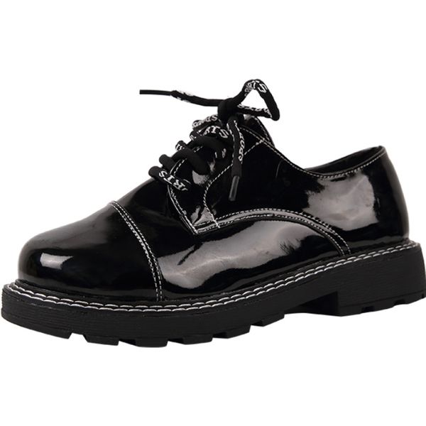 

summer spring women oxford shoes flats vintage shoes for woman laces loafers brown casual sneakers flat shoes woman oxfords a3t6, Black