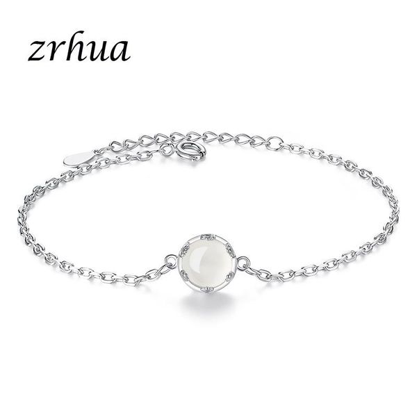 

link, chain zrhua women bracelet 925 unique silver crystal charm for diy beads bracelets & bangles jewelry gift, Black
